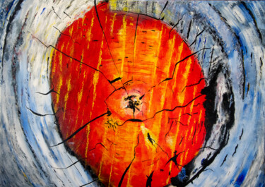 Painting titled "Coeur de Bois" by Patrick Kessler, Original Artwork, Acrylic Mounted on Wood Stretcher frame