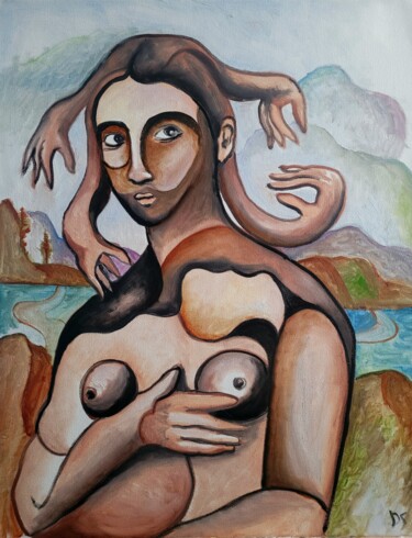 Femme. 绘画 标题为“Femme.” 由David Simard, 原创艺术品, 油 安装在木质担架架上