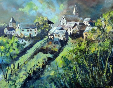 绘画 标题为“A village in my cou…” 由Pol Ledent, 原创艺术品, 油 安装在木质担架架上
