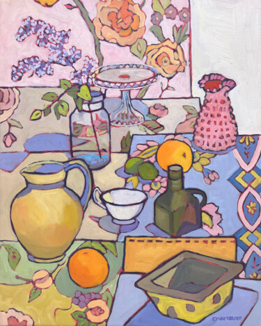 Patchwork Dreams Painting titled "Patchwork Dreams" by Catherine J. Martzloff, Original Artwork, Oil Mounted on Wood Stretcher frame