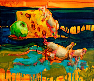 Painting titled "The cheese was fine" by Thekairos, Original Artwork, Oil