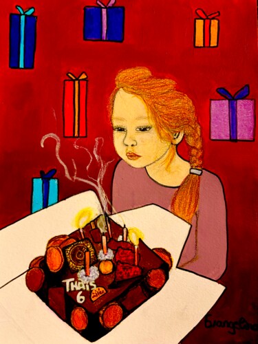 绘画 标题为“Birthday Cake 🎂 ( T…” 由Evangelina, 原创艺术品, 丙烯