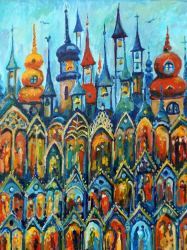 Pittura intitolato "WINDOWS CHURCH 15F.…" da Louis Runemberg, Opera d'arte originale, Olio
