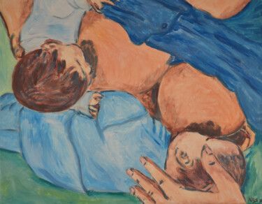 Peinture intitulée "Deux petits bretons…" par Nusch, Œuvre d'art originale, Acrylique Monté sur Châssis en bois