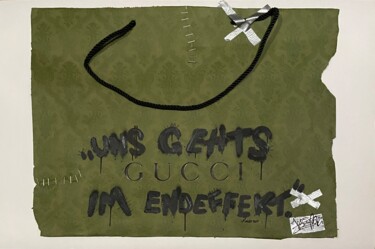 绘画 标题为“UNS GEHTS GUCCI IM…” 由Jos Tappe, 原创艺术品, 丙烯 安装在木板上