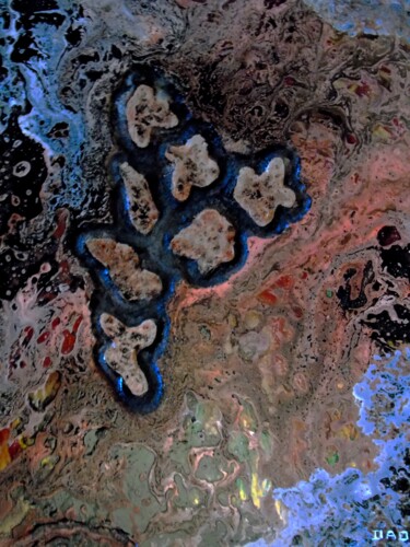 제목이 "Abstrait 123"인 미술작품 Robert Daout로, 원작, 아크릴 나무 들것 프레임에 장착됨