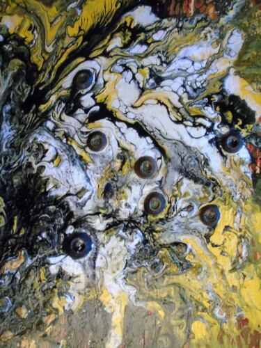 제목이 "Abstrait 125"인 미술작품 Robert Daout로, 원작, 아크릴 나무 들것 프레임에 장착됨