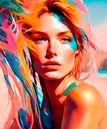 Digital Arts με τίτλο "A day on Rainbow Be…" από Ninn, Αυθεντικά έργα τέχνης, Εικόνα που δημιουργήθηκε με AI
