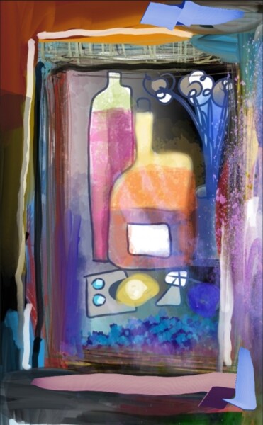 Digital Arts titled "Les bouteilles en c…" by Jacky Patin, Original Artwork, Digital Painting