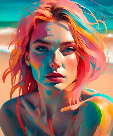 Digital Arts με τίτλο "A day at Rainbow Be…" από Ninn, Αυθεντικά έργα τέχνης, Εικόνα που δημιουργήθηκε με AI