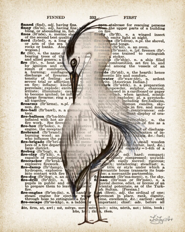 绘画 标题为“Bird Heron Dictiona…” 由Irinjoyart, 原创艺术品, 水彩