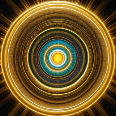 Digital Arts titled "Abstract golden cir…" by Davina Dugnas, Original Artwork, 2D Digital Work