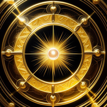 Digital Arts titled "Abstract golden cir…" by Davina Dugnas, Original Artwork, 2D Digital Work