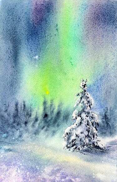 제목이 "Northern Lights"인 미술작품 Yana Ivannikova로, 원작, 수채화