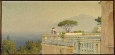 "Terrasse de l'hôtel…" başlıklı Tablo Henry Brokman tarafından, Orijinal sanat, Guaş boya
