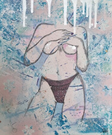 La givrée Painting titled "La givrée" by Axelle Chardon, Original Artwork, Acrylic Mounted on Wood Stretcher frame