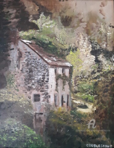Painting titled "Abandoned Mill" by Edelweiss Cobblestone, Original Artwork, Oil