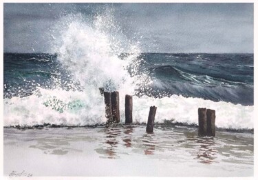 绘画 标题为“Wave” 由Hanna Samoilenko, 原创艺术品, 水彩