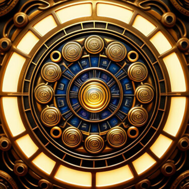 Digital Arts titled "Abstract golden cir…" by Davina Dugnas, Original Artwork, 2D Digital Work