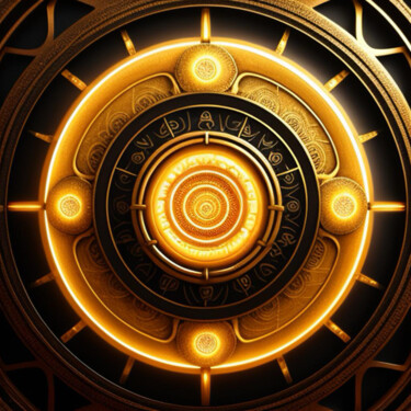 Digital Arts titled "Abstract golden Cir…" by Davina Dugnas, Original Artwork, 2D Digital Work