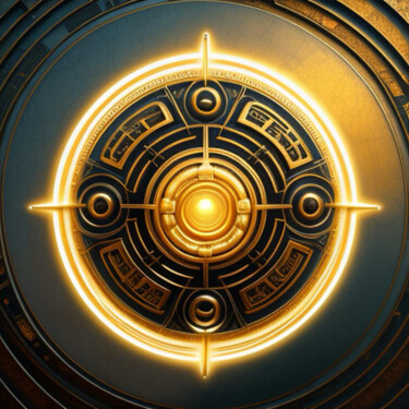 Digital Arts titled "Abstract golden cir…" by Davina Dugnas, Original Artwork, 2D Digital Work