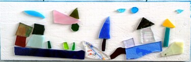 Κολάζ με τίτλο "Collage of stained…" από Terushige Matsumoto, Αυθεντικά έργα τέχνης, Κολάζ Τοποθετήθηκε στο Ξύλινο πάνελ