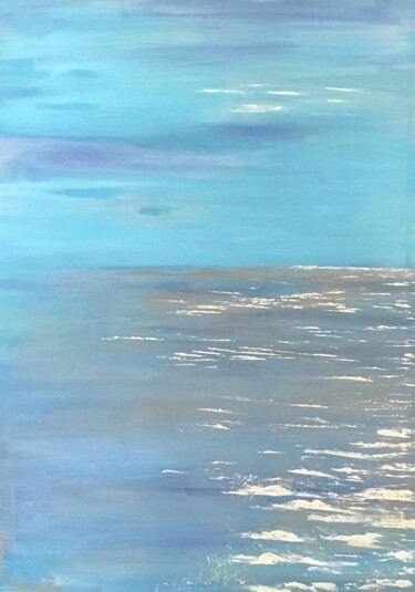 Peinture intitulée "Bleu Pacifique" par Laurence Gariglio, Œuvre d'art originale, Acrylique Monté sur Châssis en bois