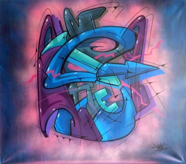 Peinture intitulée "Trace n° 2405" par Saname, Œuvre d'art originale, Bombe aérosol