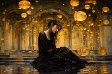 제목이 "Luce Eterna"인 디지털 아트 Andrea La Martina (NEXA ART)로, 원작, 디지털 콜라주 나무 들것 프레임에 장착됨