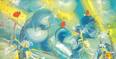 Painting titled "CELESTIAL POPPIES" by Delphine Bernard, Original Artwork, Acrylic Mounted on Cardboard