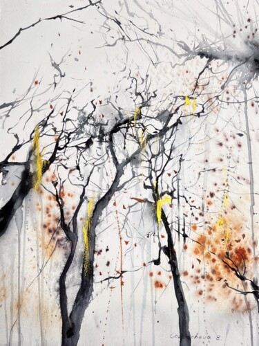 Painting titled "Tree #2" by Eugenia Gorbacheva, Original Artwork, Watercolor