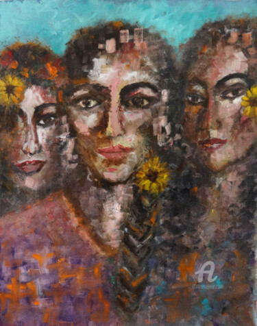 Painting titled "Solidarity - Portra…" by Indrani Ghosh, Original Artwork, Oil