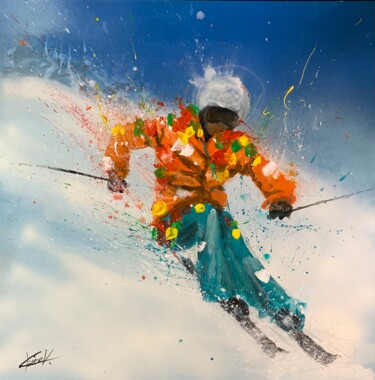 Peinture intitulée "Tout schuss au Bett…" par Claire Morand, Œuvre d'art originale, Acrylique