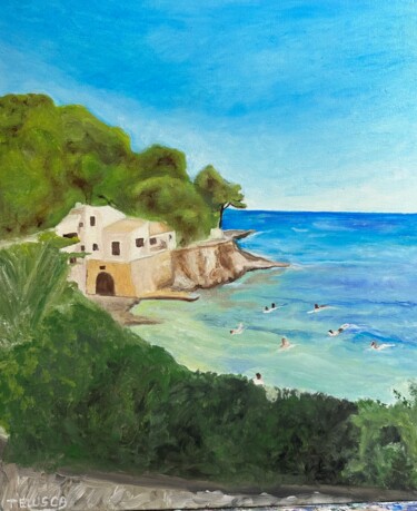 Malerei mit dem Titel "Matinée bleue à Cal…" von Jean Telusca, Original-Kunstwerk, Öl