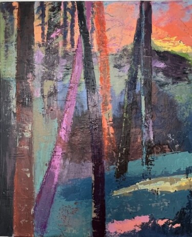 Painting titled "Sous bois" by Anne Marie Lateyron, Original Artwork, Acrylic