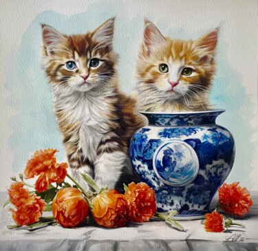 绘画 标题为“Dutch kittens” 由Amirata Winter, 原创艺术品, 水彩