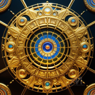 Abstract abundance gold circle #1111.6666 数字艺术 标题为“Abstract abundance…” 由Davina Dugnas, 原创艺术品, 2D数字工作