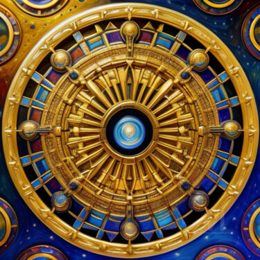 数字艺术 标题为“Abstract circle gol…” 由Davina Dugnas, 原创艺术品, AI生成的图像