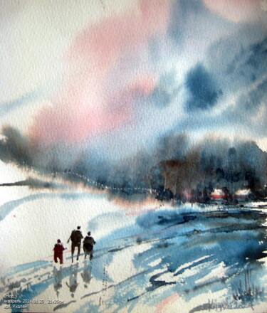 "Швидкий зимовий етюд" başlıklı Tablo Володимир Кудлай tarafından, Orijinal sanat, Suluboya