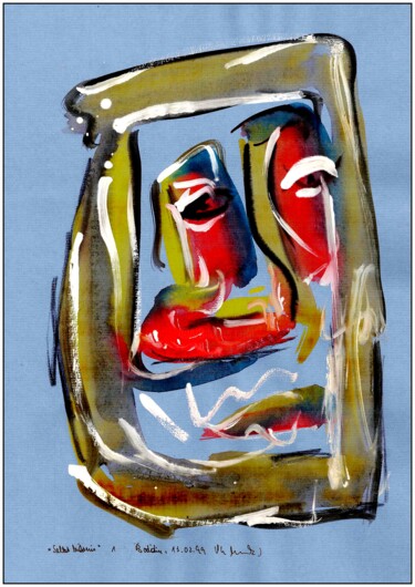 Malerei mit dem Titel ""Selbstbildnis 1"" von Gerhard Pollheide, Original-Kunstwerk, Acryl