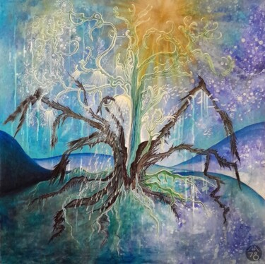 Résilience (Série des Arbres Trans-Générationnels) Painting titled "Résilience (Série d…" by Alison Azzolin, Original Artwork, Acrylic Mounted on Wood Stretcher frame