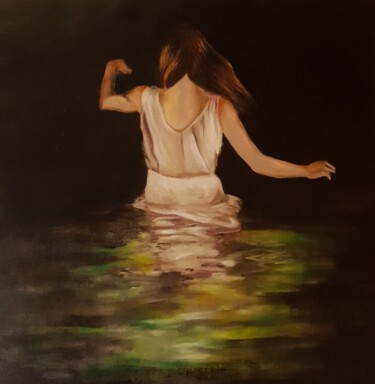 Peinture intitulée "Moonlight" par Julie Vandeputte, Œuvre d'art originale, Huile Monté sur Châssis en bois
