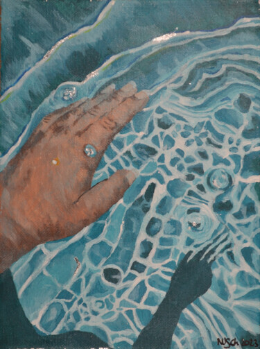 Peinture intitulée "Eclaboussée par l'a…" par Nusch, Œuvre d'art originale, Acrylique Monté sur Châssis en bois