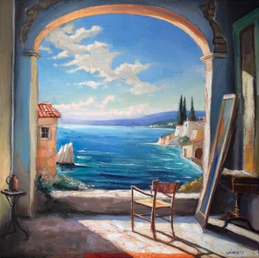 Peinture intitulée "Lieu de rêve en méd…" par Laurent Chimento, Œuvre d'art originale, Huile Monté sur Châssis en bois