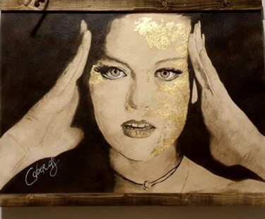 Peinture intitulée "L' Aura Dorée" par Caberas, Œuvre d'art originale, Acrylique