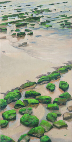 Painting titled "Orilla I" by Juan Álvarez Cebrián, Original Artwork, Oil Mounted on Wood Panel