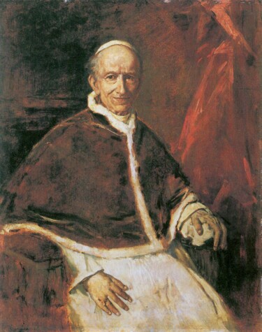 Portrait du pape Léon XIII Peinture intitulée "Portrait du pape Lé…" par Franz Von Lenbach, Œuvre d'art originale, Huile