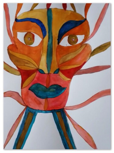 Drawing titled "Tribu" by Seny Jasna, Original Artwork, Watercolor