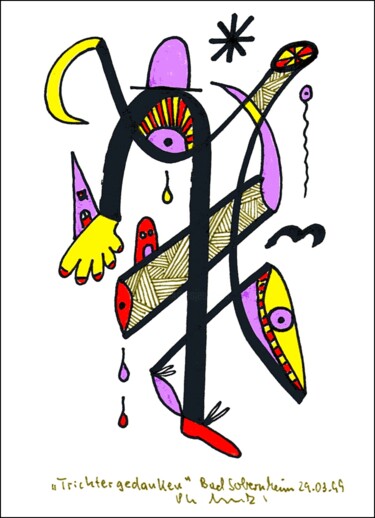 Zeichnungen mit dem Titel ""Trichtergedanken"" von Gerhard Pollheide, Original-Kunstwerk, Tinte