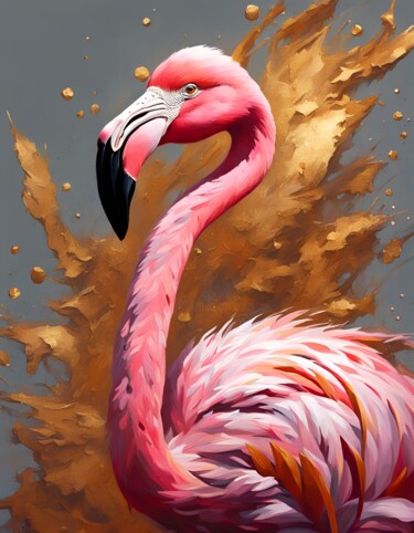 Digital Arts titled "Flamingo Paradise" by Hazel, Original Artwork, AI generated image